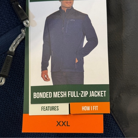 🆕 Orvis Bonded Mesh Full-Zip Performance Jacket XXL – Dress Blues Classic 🆕 - Picture 8 of 16